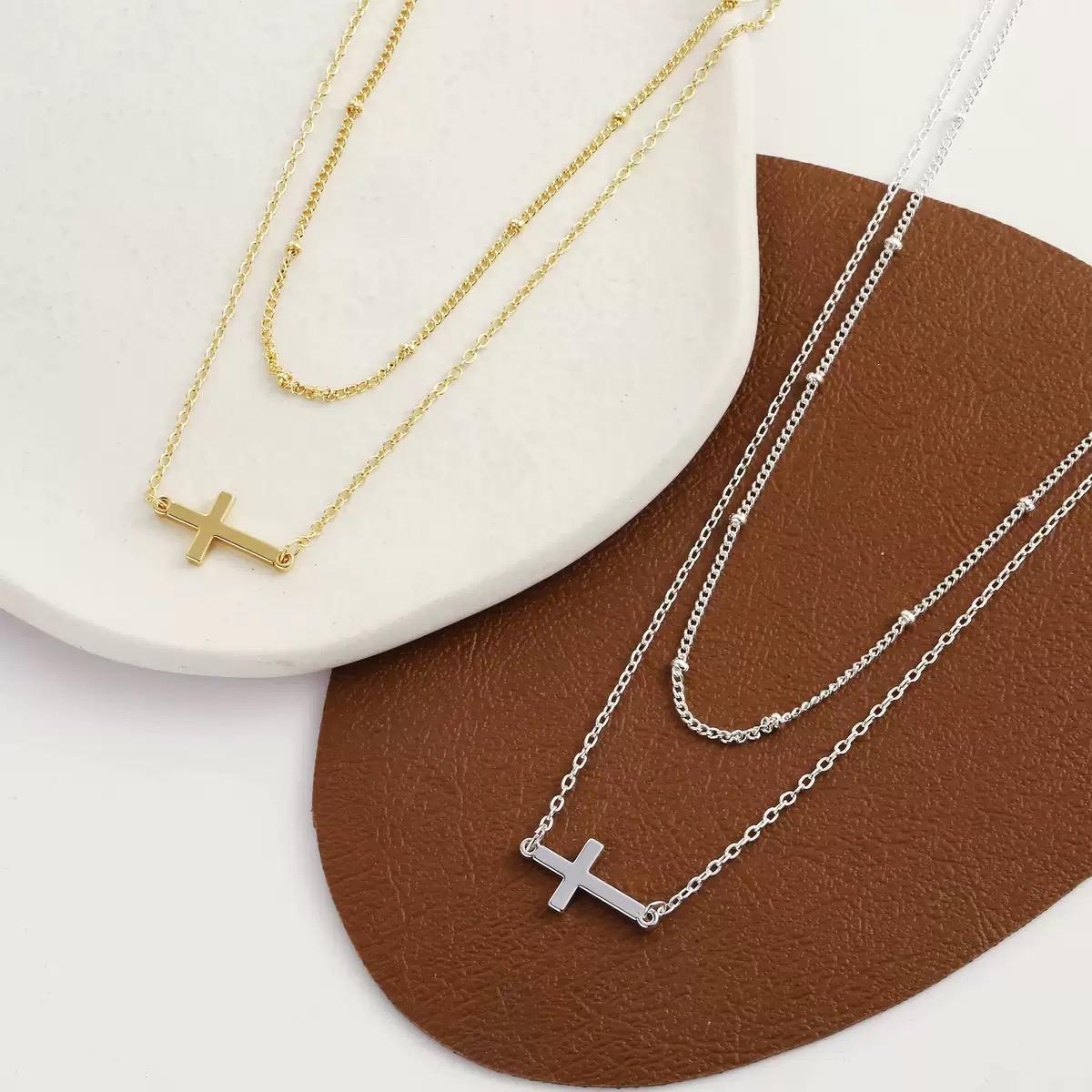 Collana Croce a Doppia Catena Elora