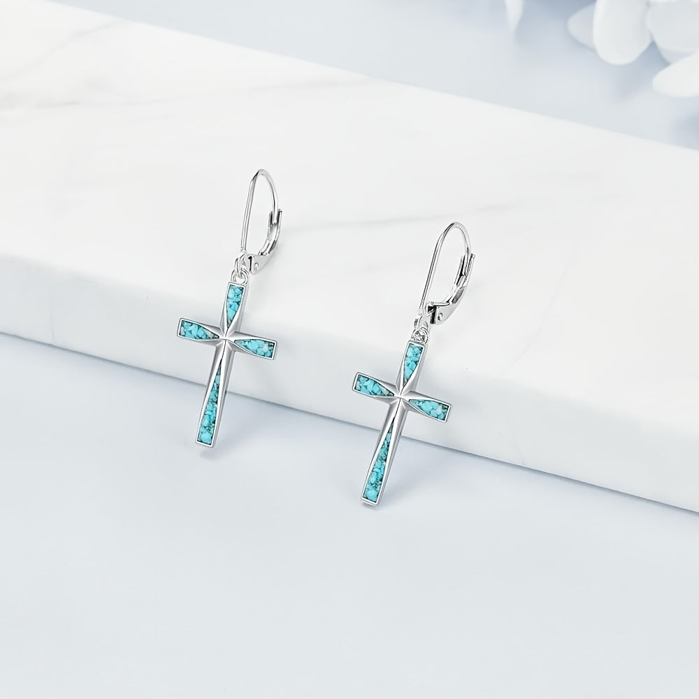 Orecchini Vintage con Croce Turchese