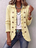 Neasa | Giacca Ruffle in Maglia a Coste Color Burro