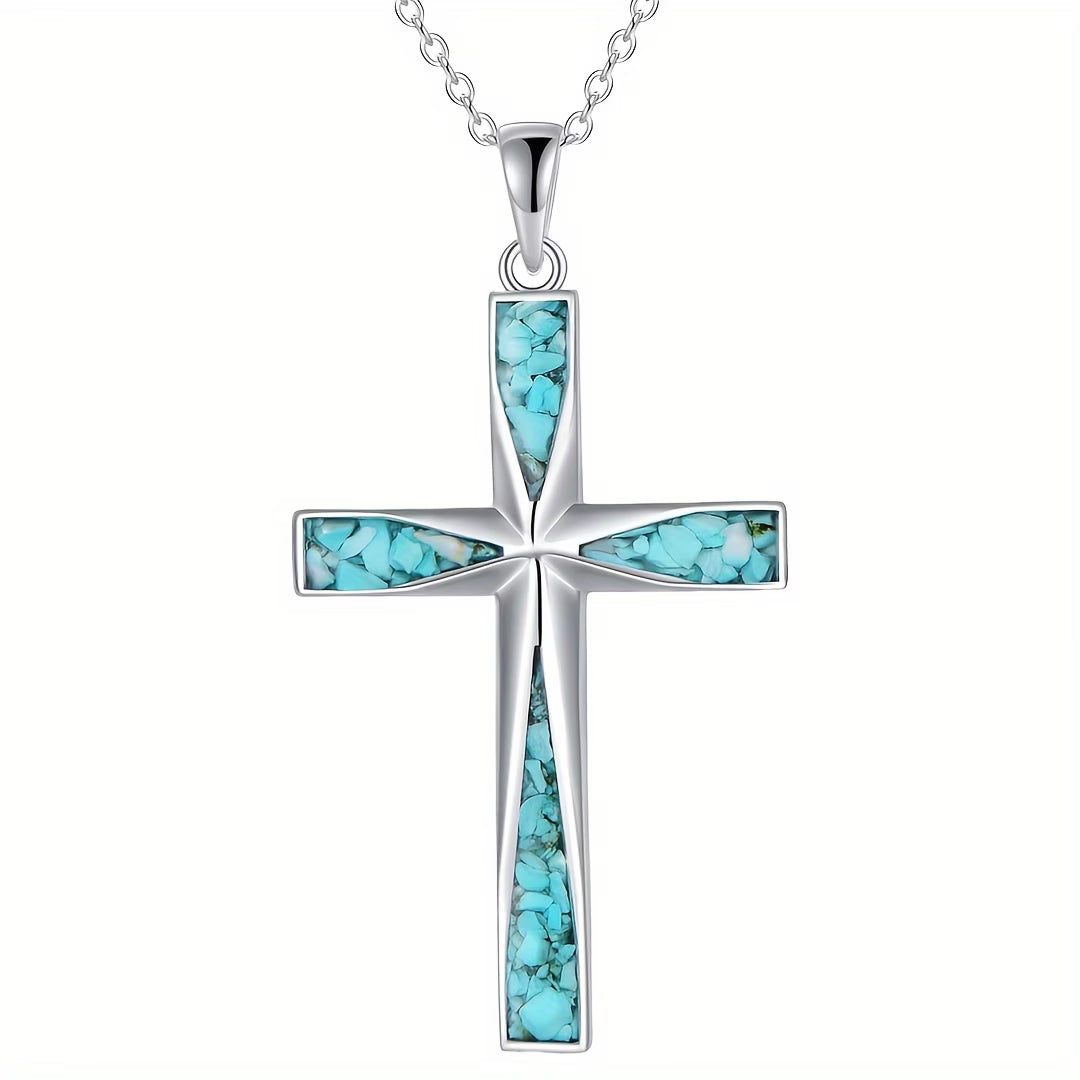 Collana a Catena con Croce Turchese Celestiale