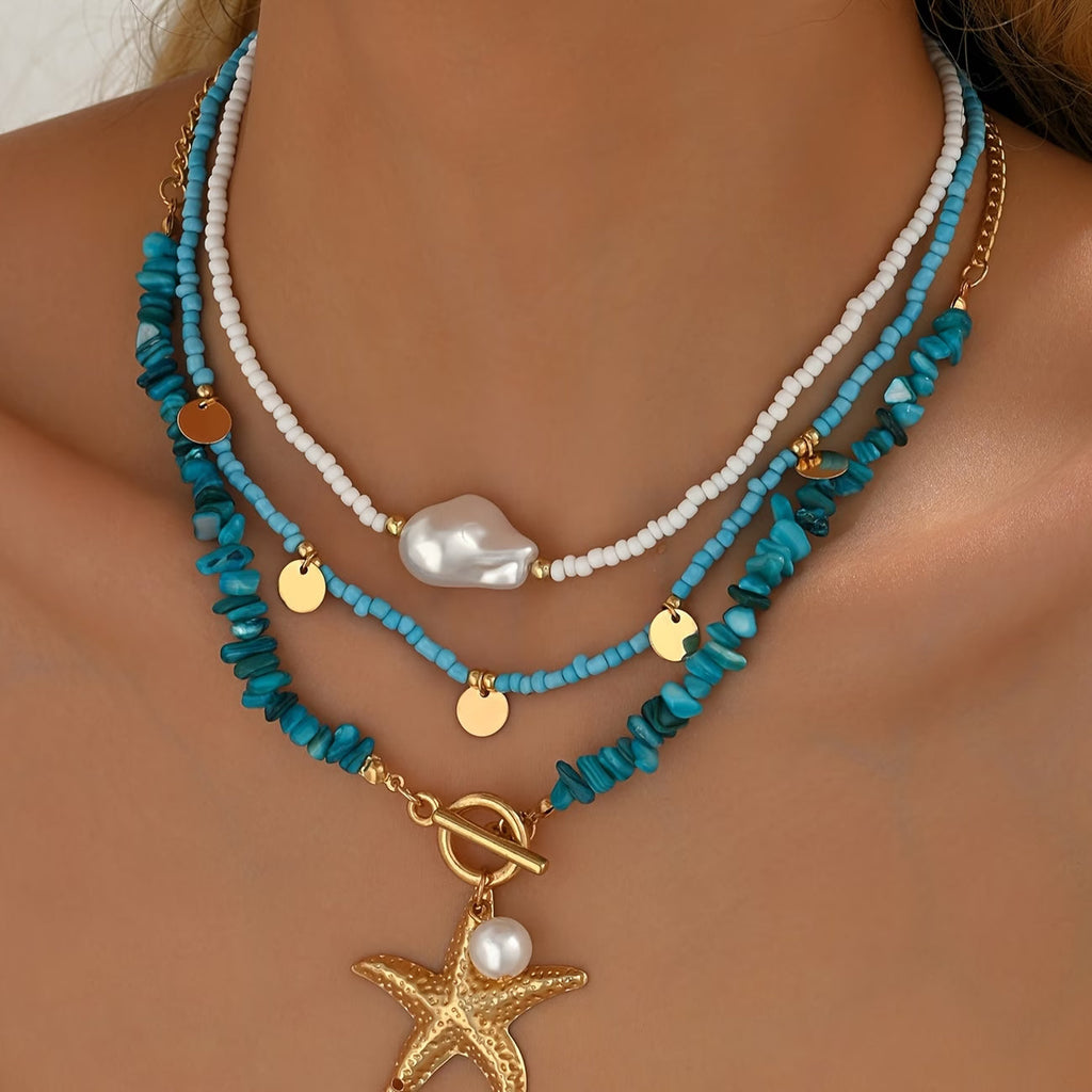 Collana Costiera in Perle e Turchese Premium