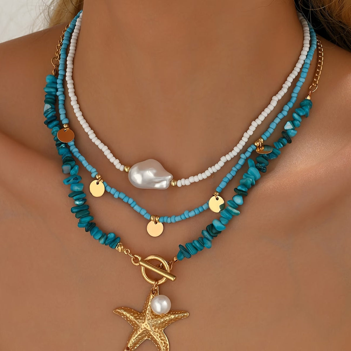 Collana Costiera in Perle e Turchese Premium
