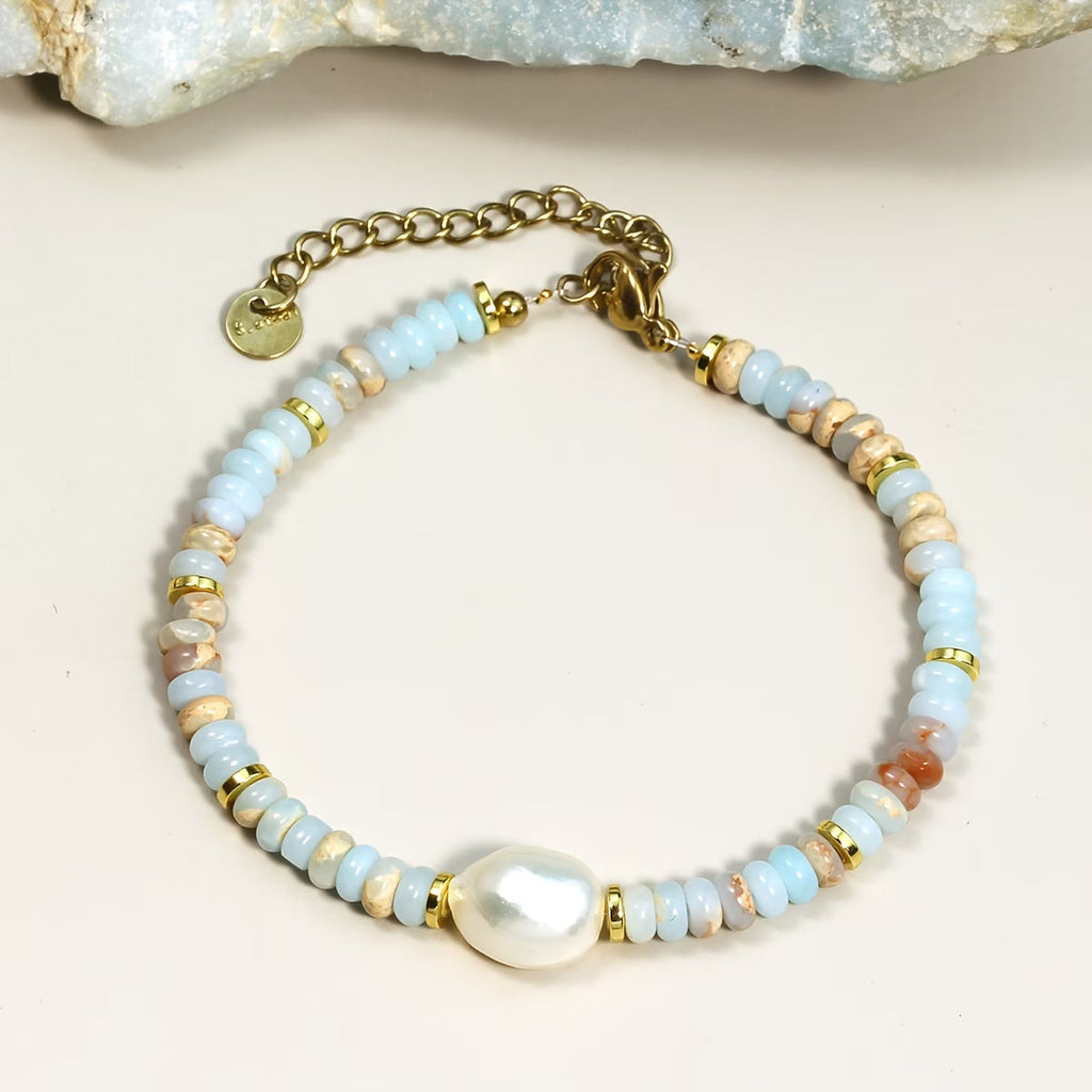 Bracciale Elegante in Perle e Turchese