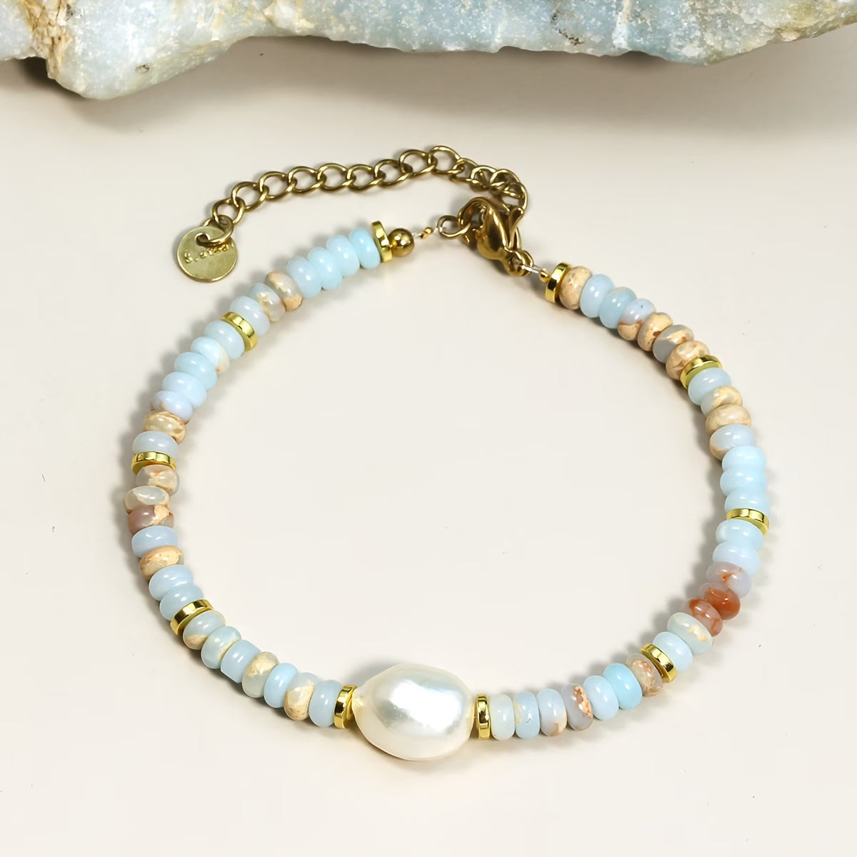 Bracciale Elegante in Perle e Turchese