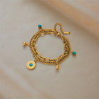 Bracciale a Catena Strato Elegante in Oro e Turchese