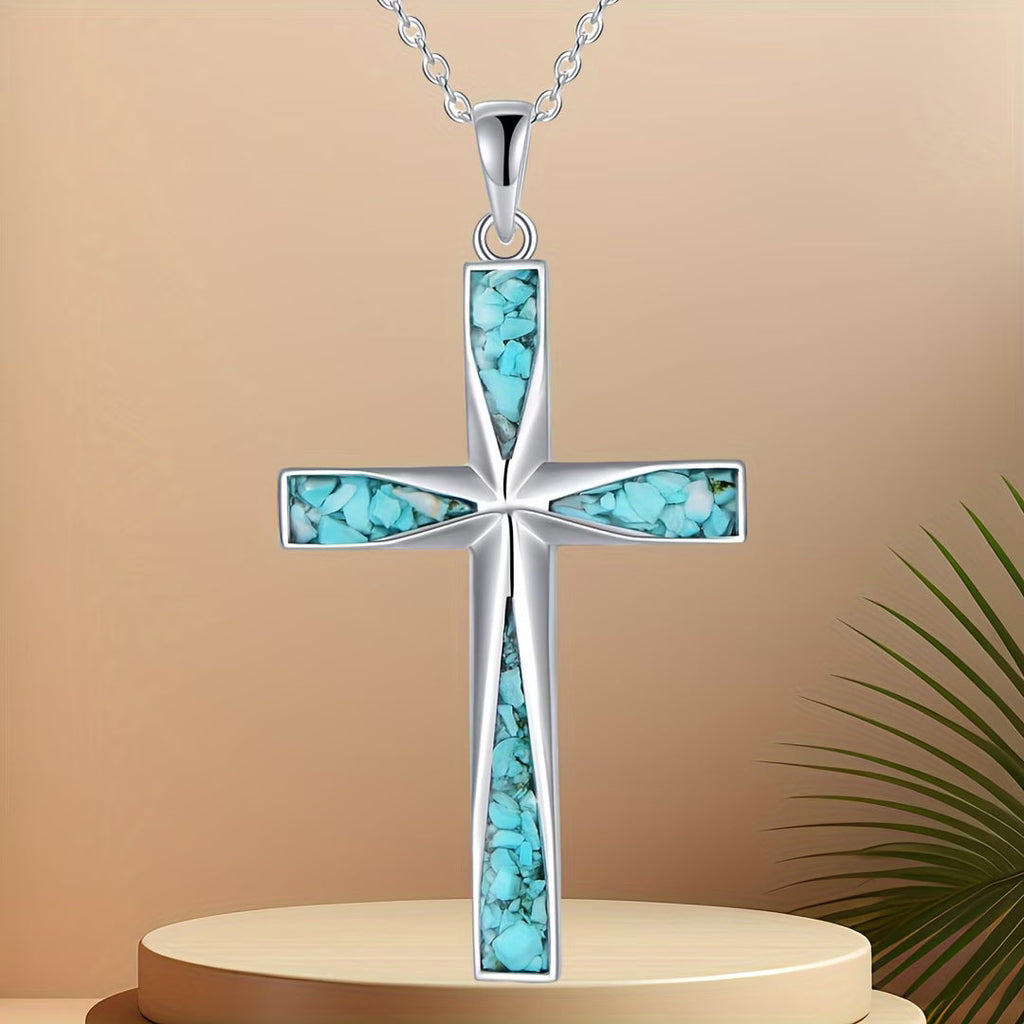Collana a Catena con Croce Turchese Celestiale