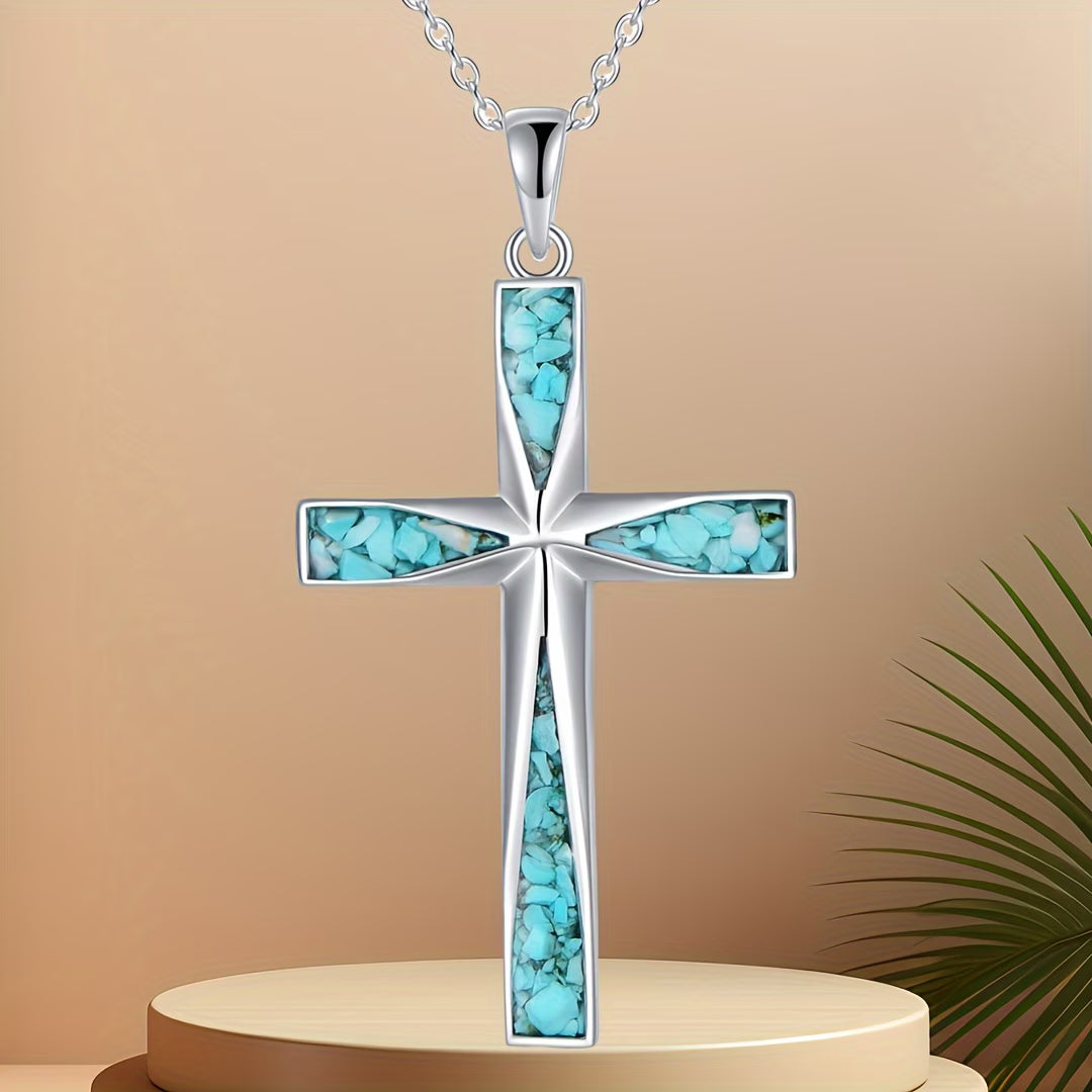 Collana a Catena con Croce Turchese Celestiale