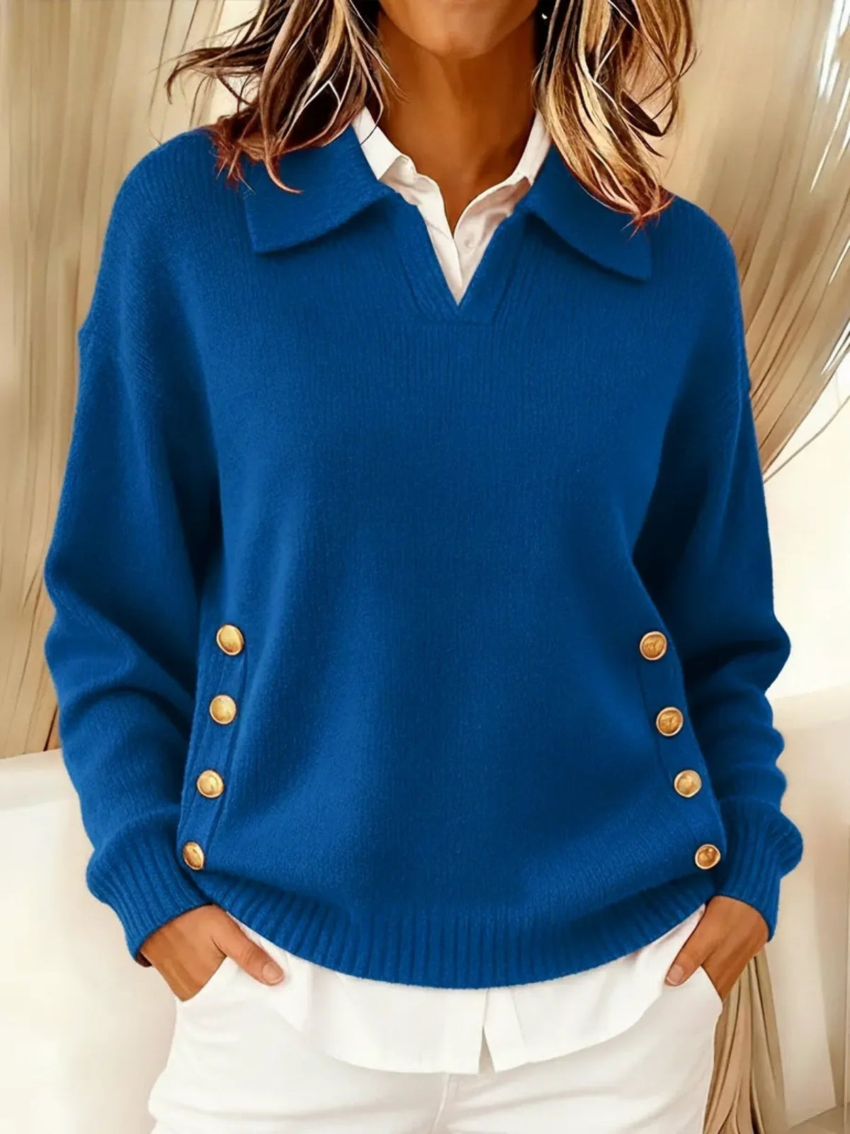 Vynette™ | Maglione a collo a V con colletto