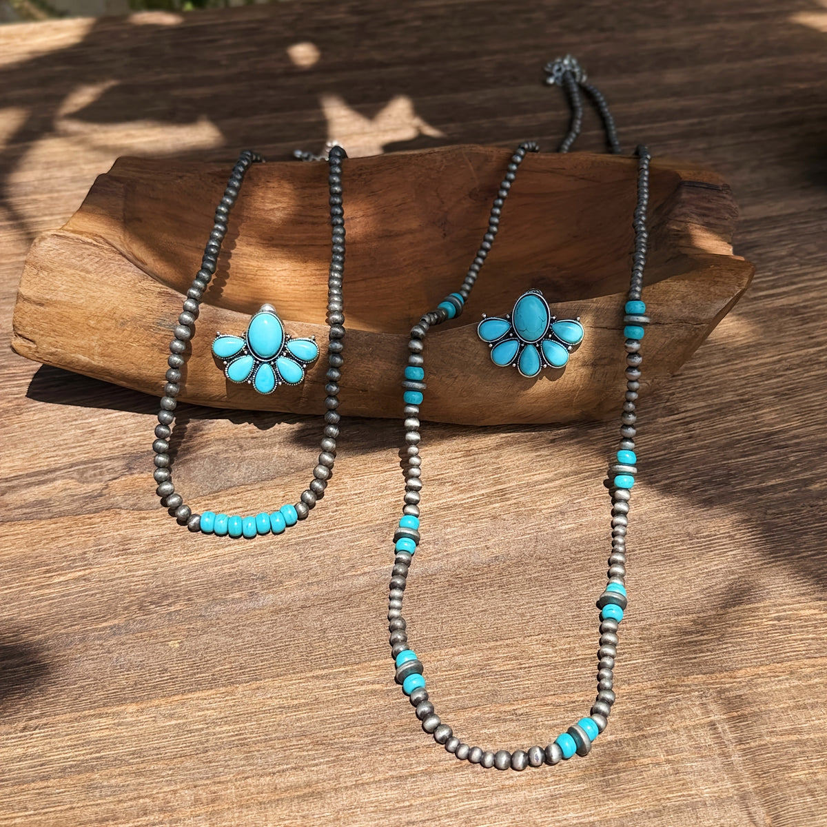 Collana e Orecchini Set in Turchese Convertible