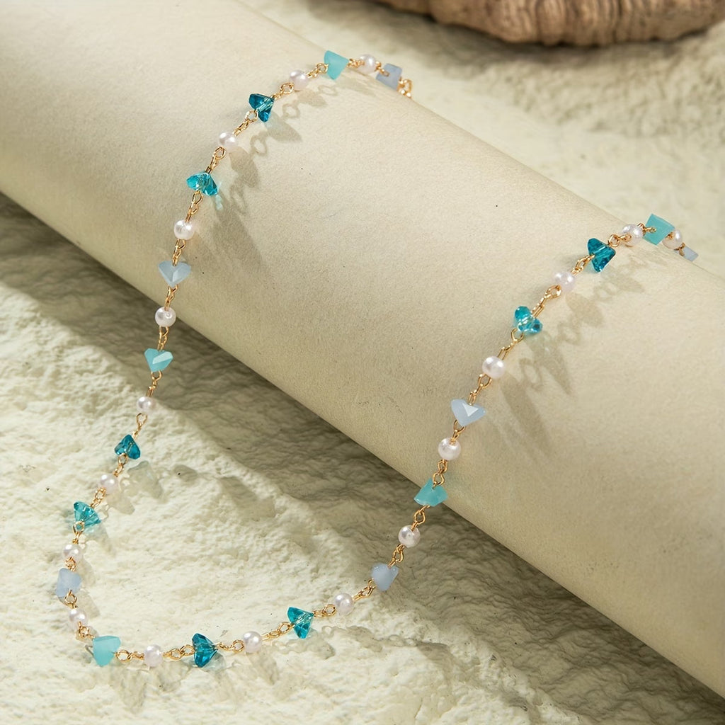 Bracciale di Perle Sottile e Bead Turchese