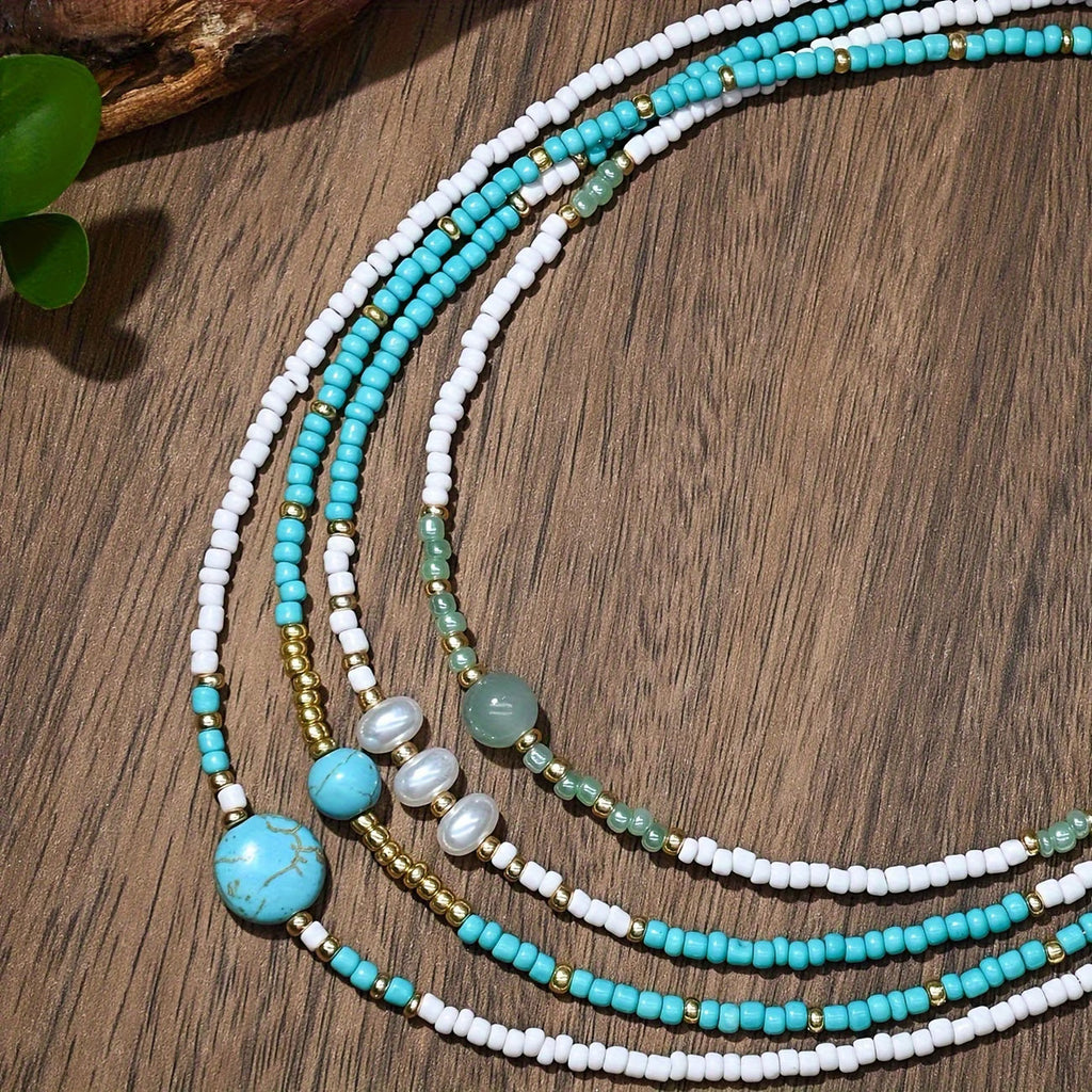 Set di Braccialetti in Perle Bohemiane e Turchesi
