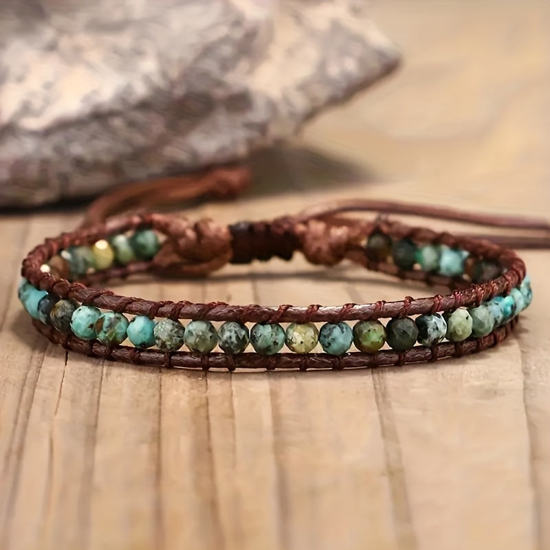 Bracciale Avvolgente Regolabile in Pietra Turchese Boho