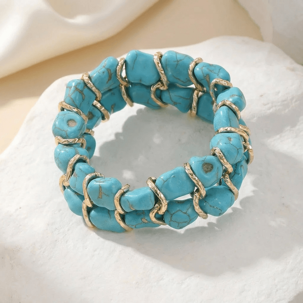 Bracciale Elegante in Turchese e Oro