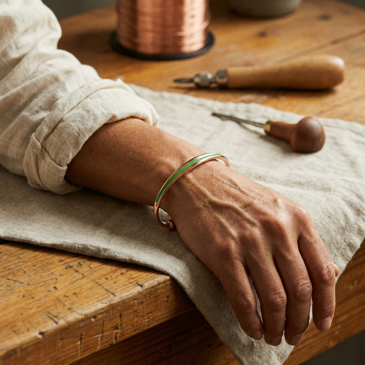 Bracciale in Rame e Giada di Elena
