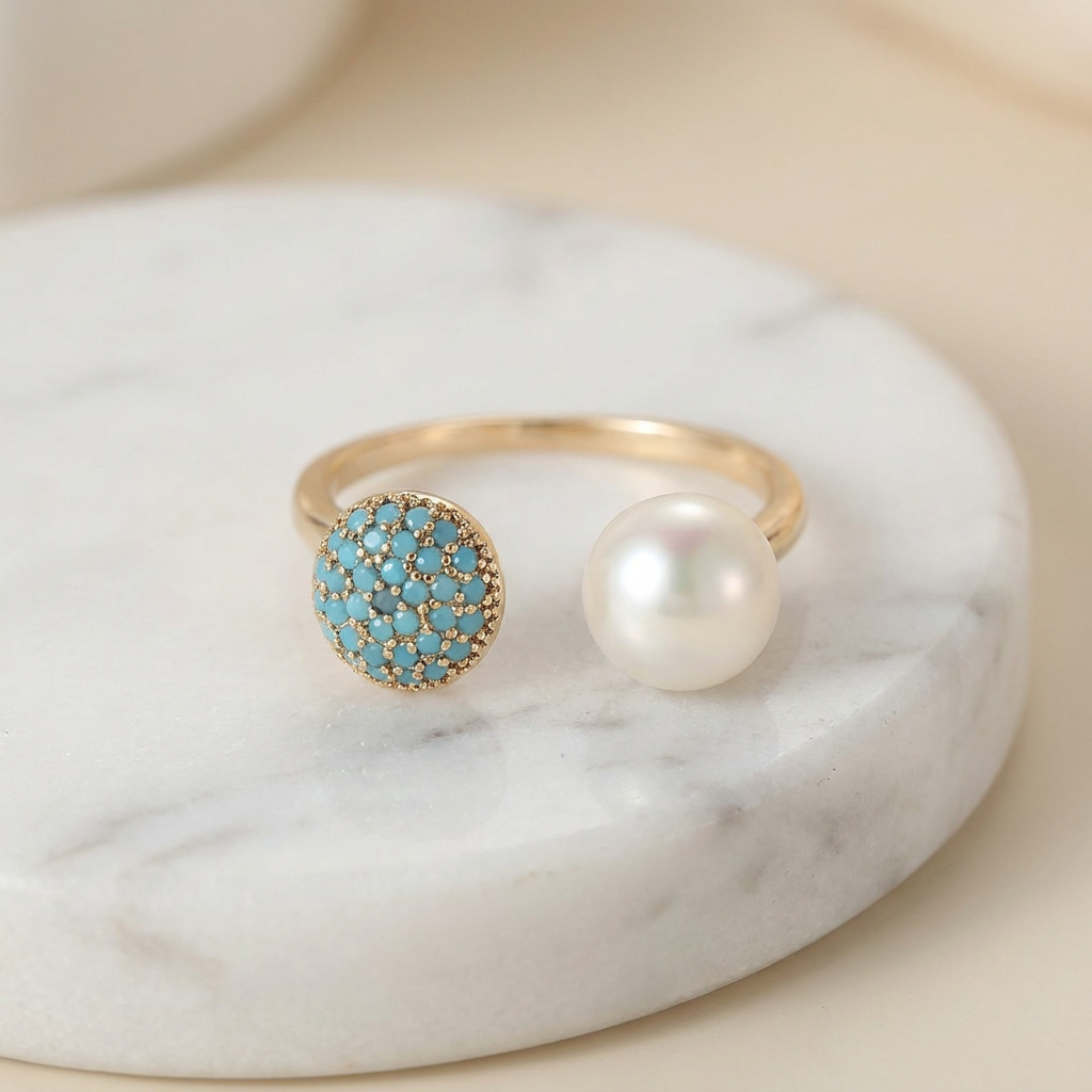 Anello di Bellezza con Perle e Turchese