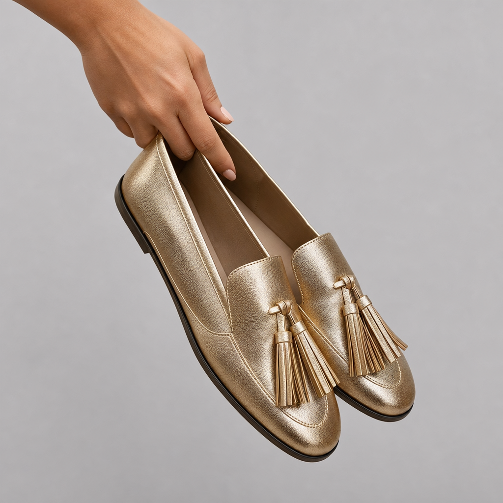 Donatella | Mocassino con Pon Pon Dorati