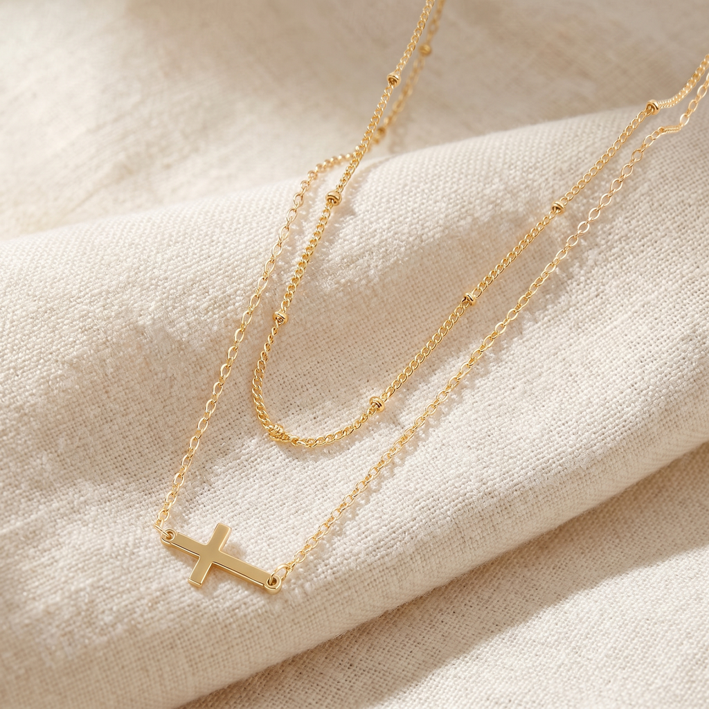 Collana Croce a Doppia Catena Elora
