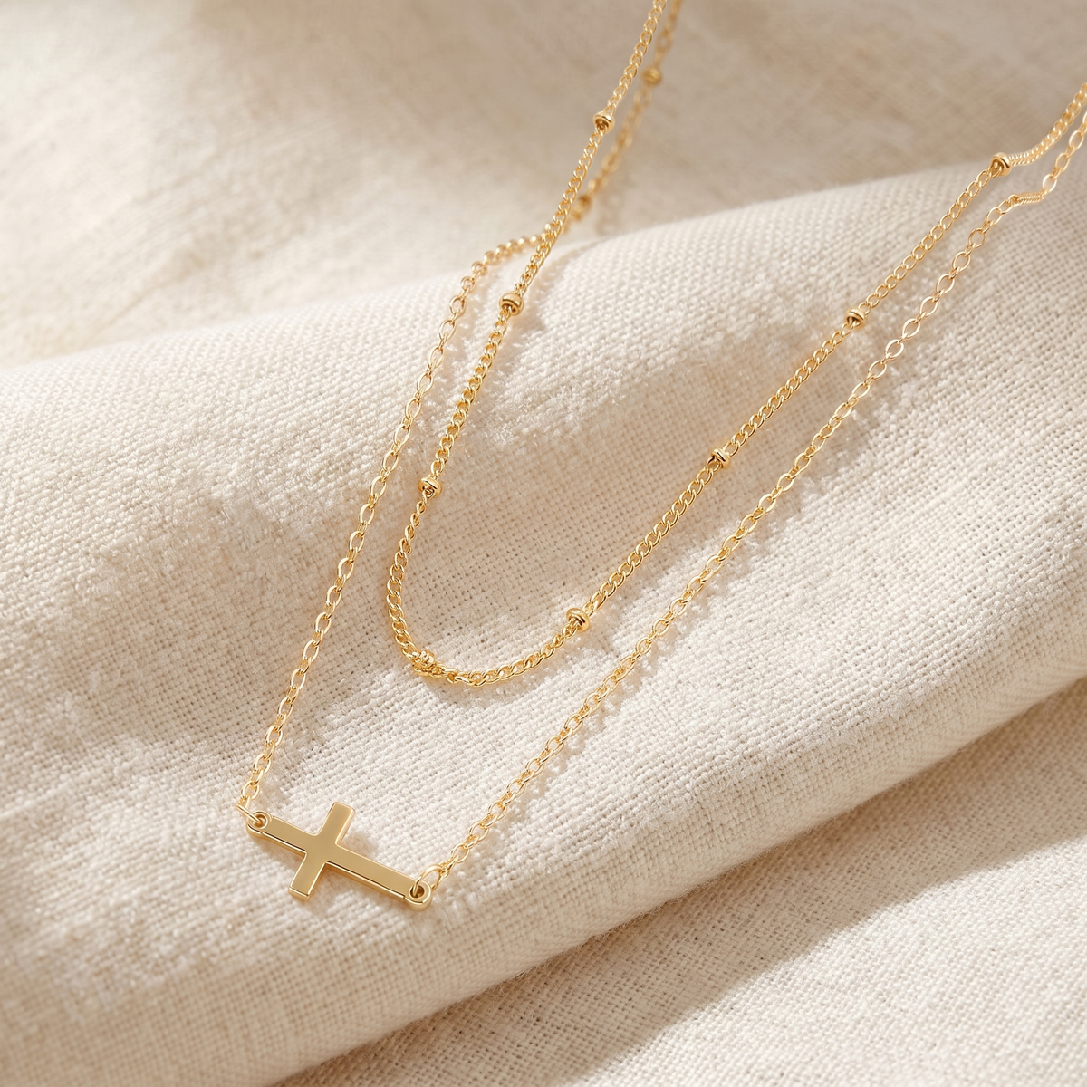Collana Croce a Doppia Catena Elora