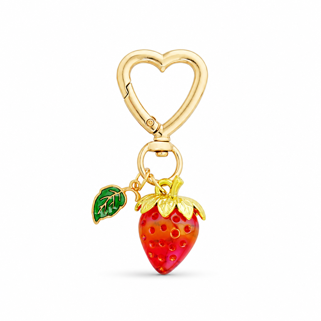CIONDOLO FRAGOLA CON FOGLIA D'ORO | CHARME