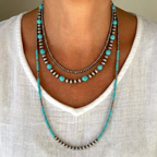 Collana e Orecchini con Perline in Contrasto Turchese (5 pezzi)