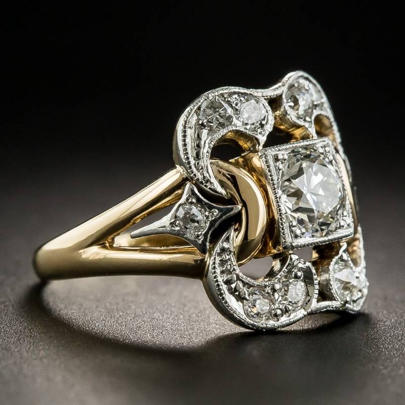 Anello Vintage in Zirconia Dorato