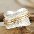 Anello Vintage Spinner Sottile in Oro e Argento