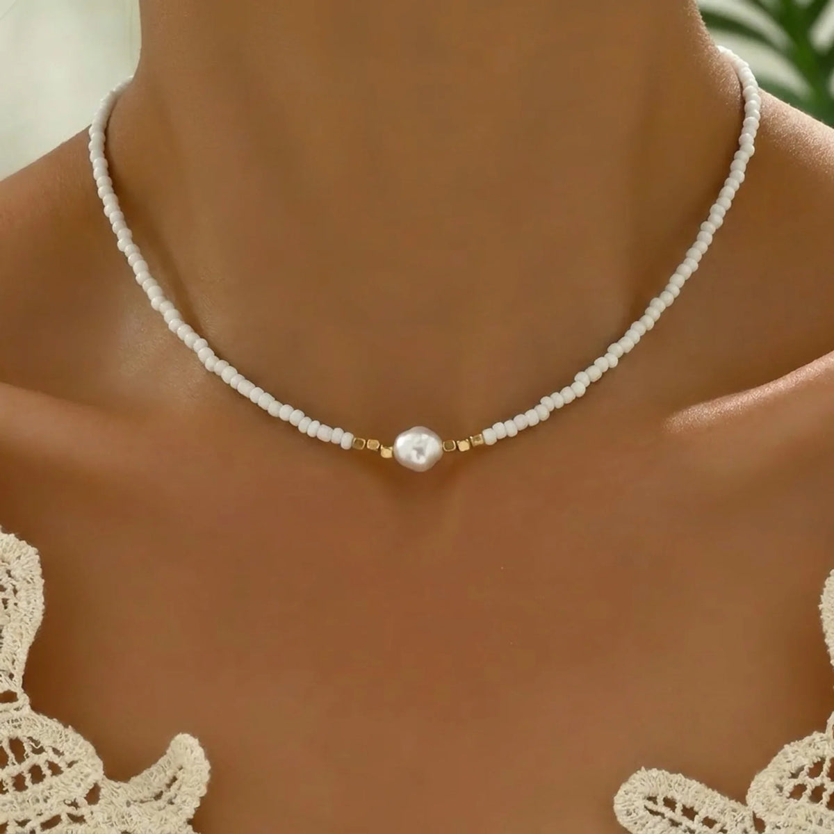 Collana Minimalista Turchese e Perla