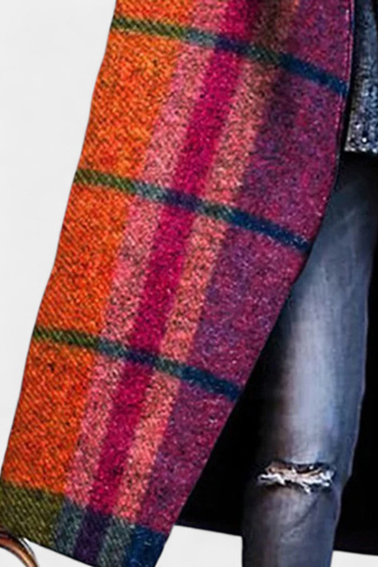 Rosalyn | Cappotto a Quadri con Collo a V
