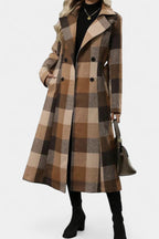 Fabienne | Cappotto lungo a quadri con cintura