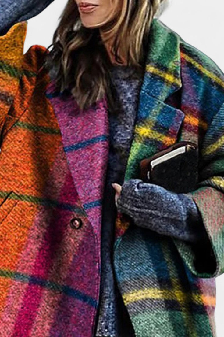 Rosalyn | Cappotto a Quadri con Collo a V