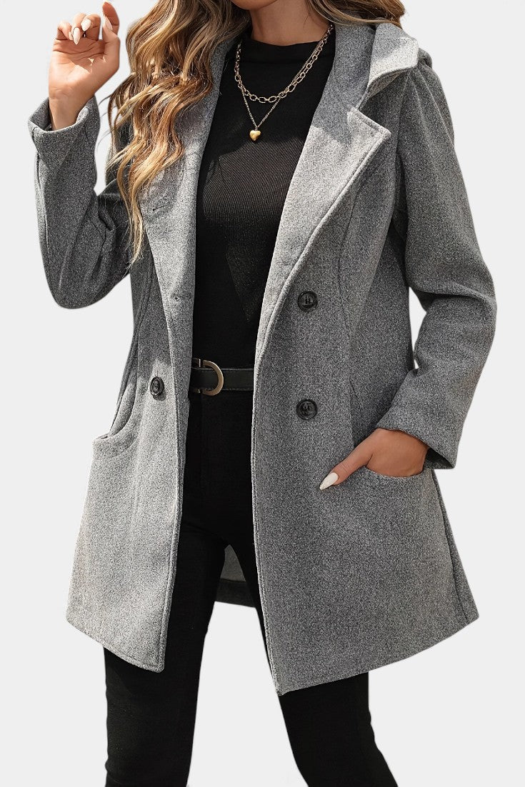 Ophelia | Cappotto con Cappuccio Doppiopetto