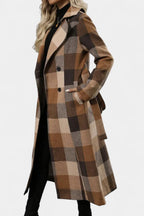 Fabienne | Cappotto lungo a quadri con cintura