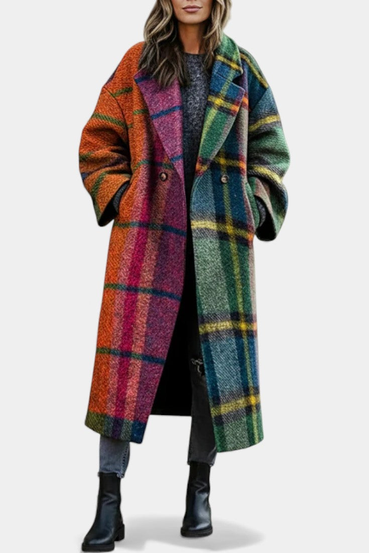 Rosalyn | Cappotto a Quadri con Collo a V