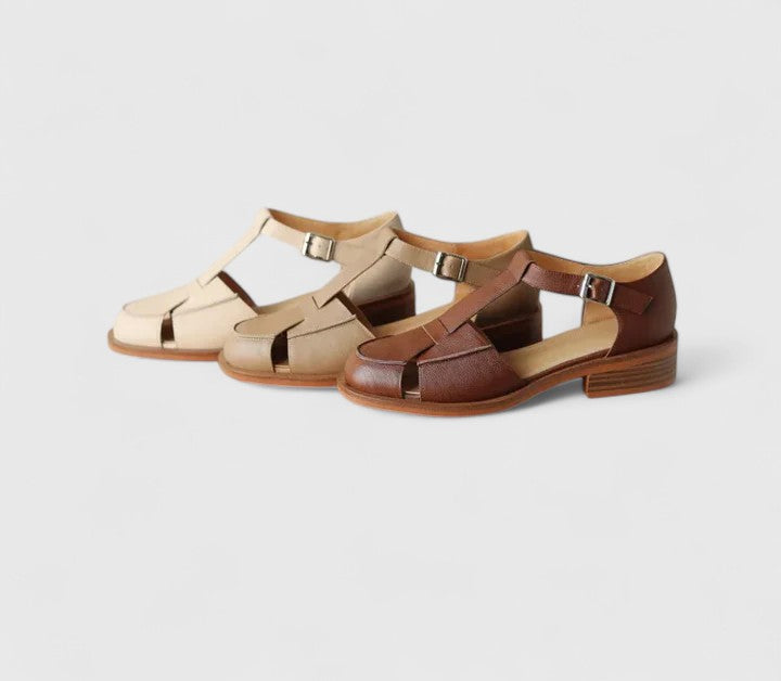 Thalina | Eleganti Sandali Mary Jane in Pelle di Mucca e Suede