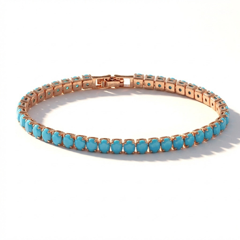 Bracciale Elegante in Oro e Turchese