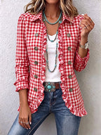 Brona | Giacca Button-Down a Righe con Volant