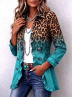 Breda | Giacca Blazer Ruffle Ombre Leopardo