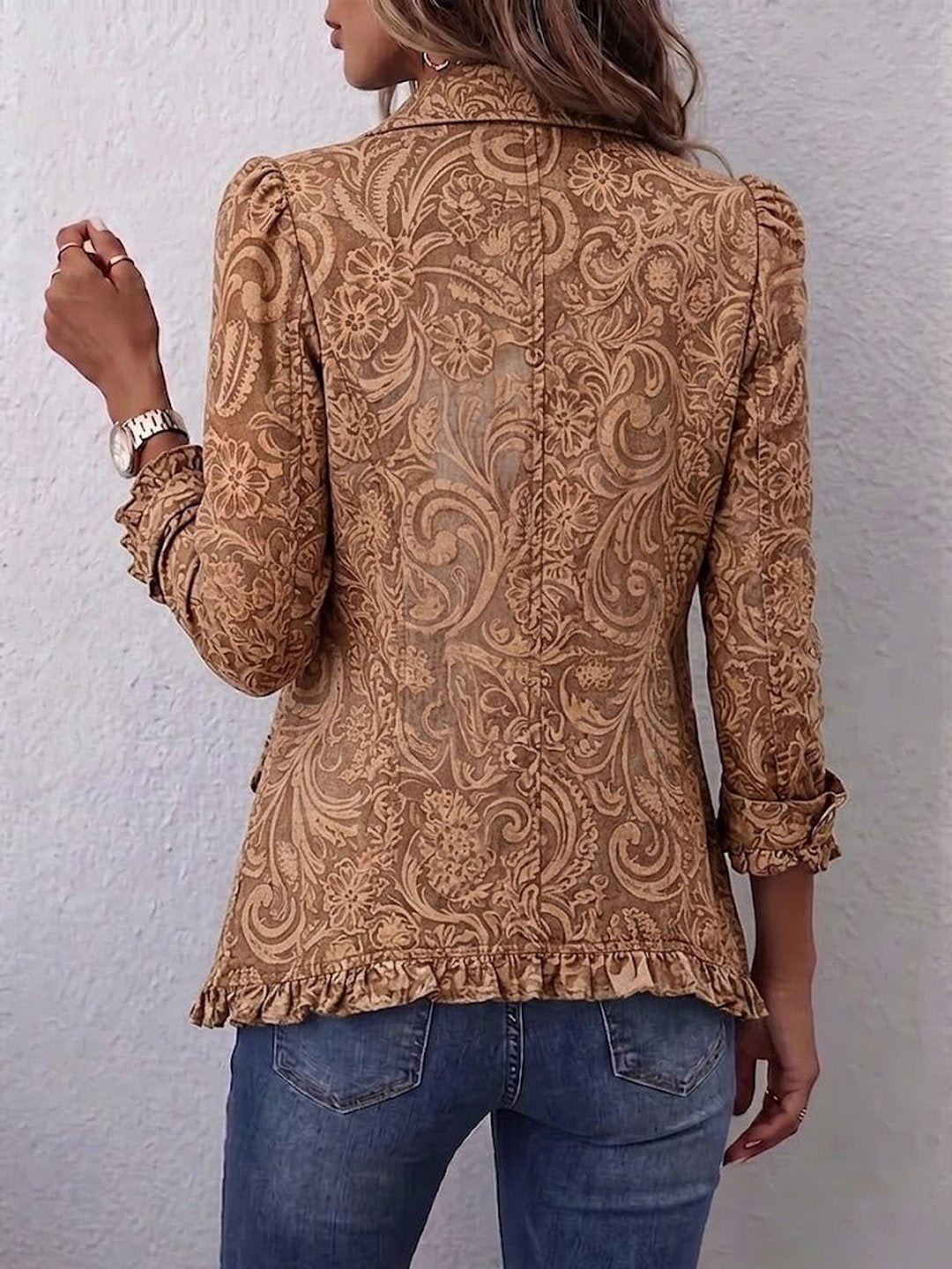 Dervla | Giacca Ruffles con Stampa Floreale Vintage Bohemien