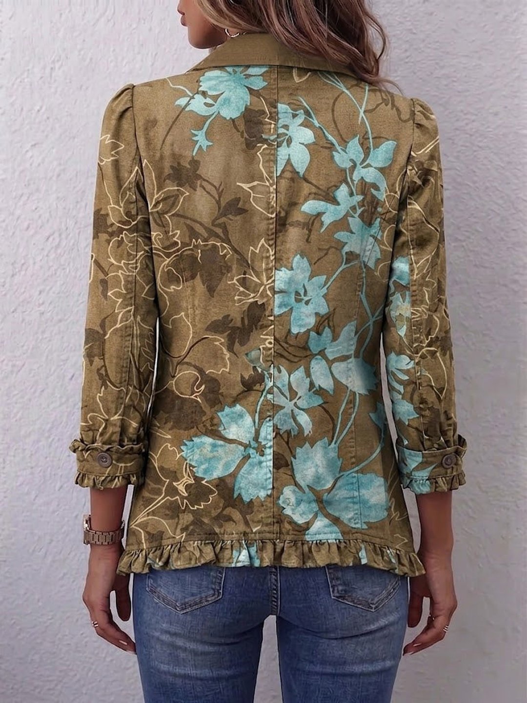 Fianna | Giacca Vintage Floreale Boho con Rouches Gradient