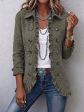 Órlaith | Giacca Utilitaria Ricamata Floreale Boho-Chic con Rouches