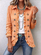 Brona | Giacca Button-Down a Righe con Volant