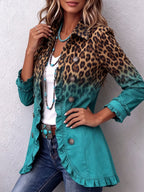 Breda | Giacca Blazer Ruffle Ombre Leopardo
