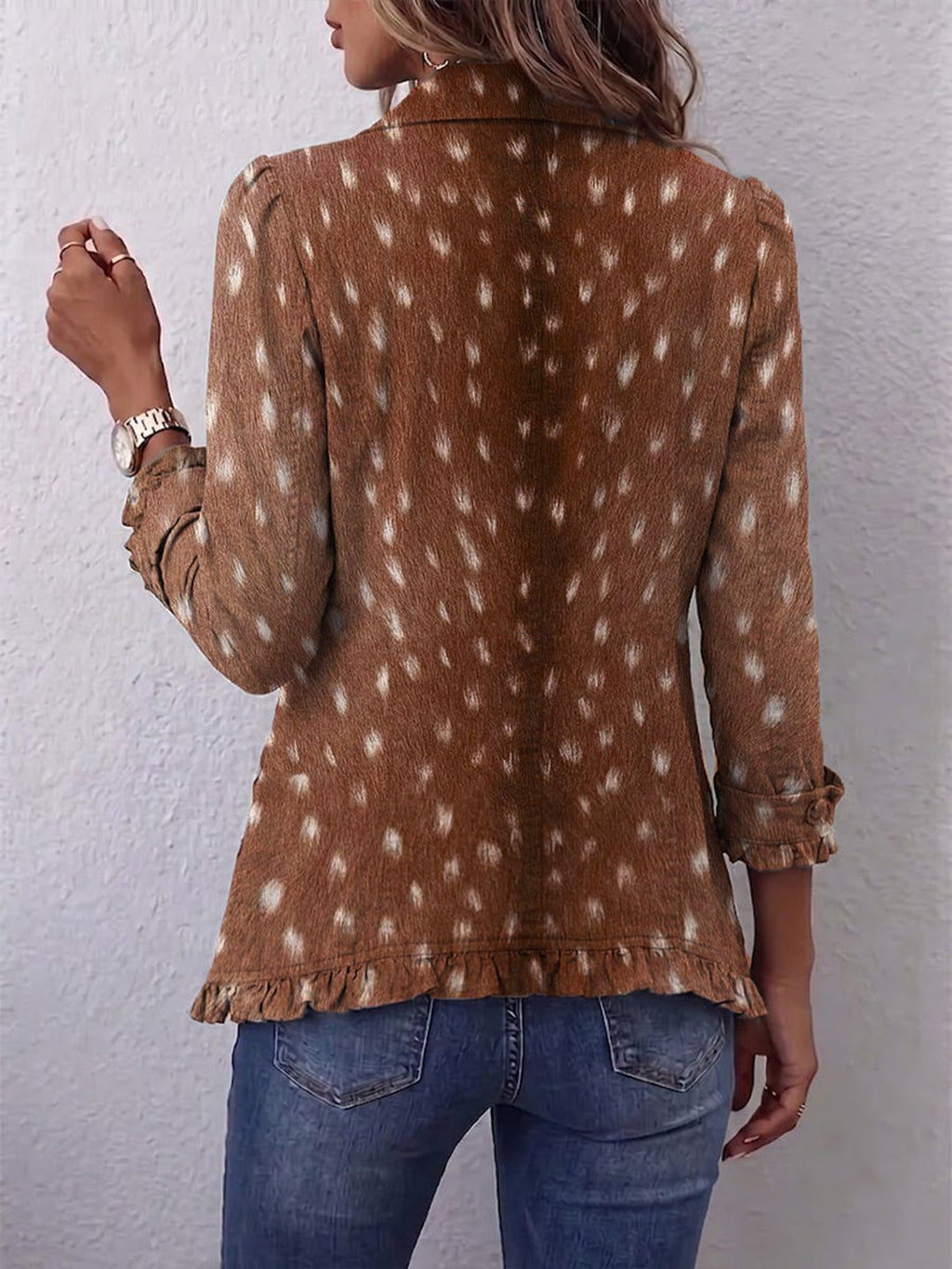 Jessamine | Giacca Ruffle con Stampa Animale Bohemien