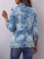 Triona | Giacca Vintage Botanica con Stampa Gradient Boho e Dettagli a Volant