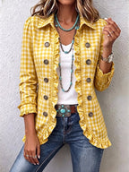 Brona | Giacca Button-Down a Righe con Volant