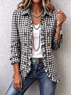 Brona | Giacca Button-Down a Righe con Volant