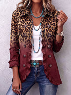 Breda | Giacca Blazer Ruffle Ombre Leopardo