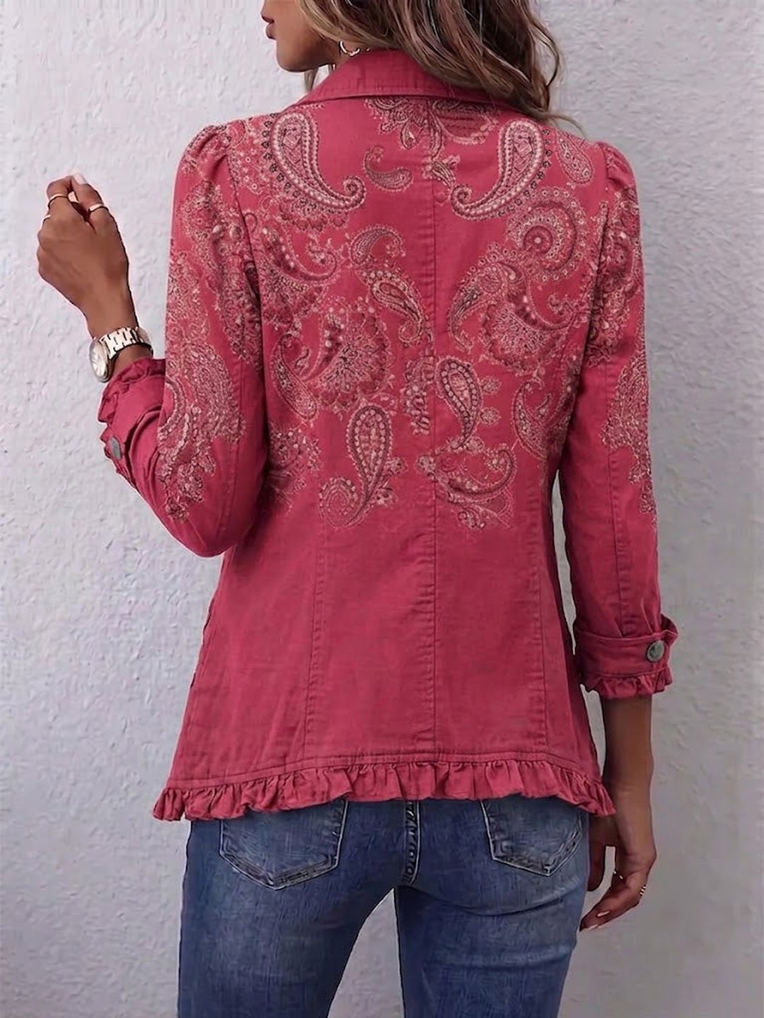 Gretta | Giacca Ruffled con Stampa Paisley Vintage