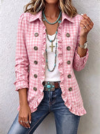Brona | Giacca Button-Down a Righe con Volant