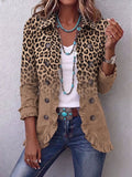 Darina | Giacca Vintage a Righe con Stampa Leopardo
